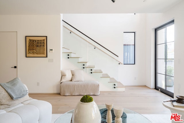 living room with light wood-type flooring