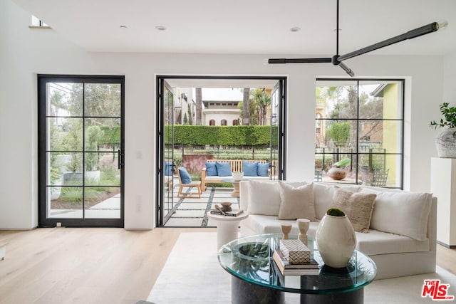 living room featuring light hardwood / wood-style floors