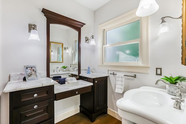 bathroom with sink and wood-type flooring