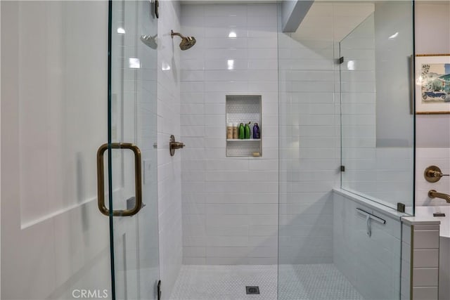 bathroom featuring walk in shower