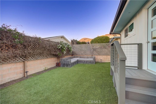29 11th St, Cayucos, CA 93430 - yard at dusk featuring a fenced backyard