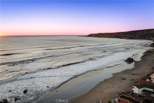 view of water feature featuring a beach view