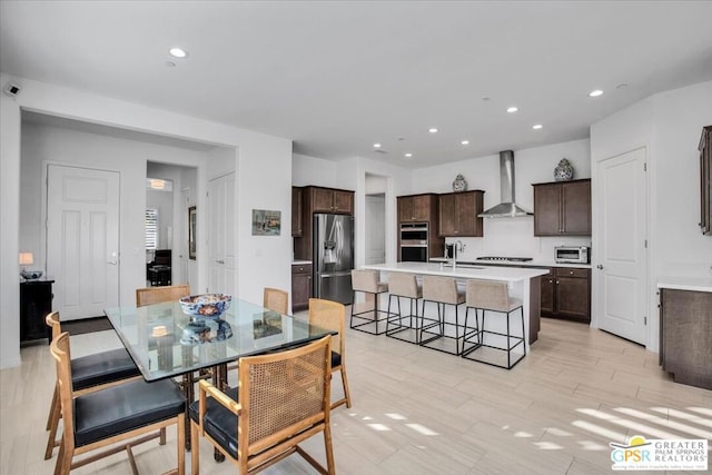 dining area featuring sink