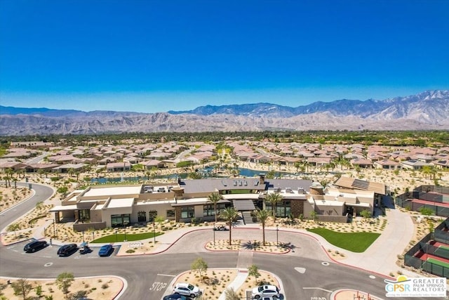 bird's eye view with a mountain view