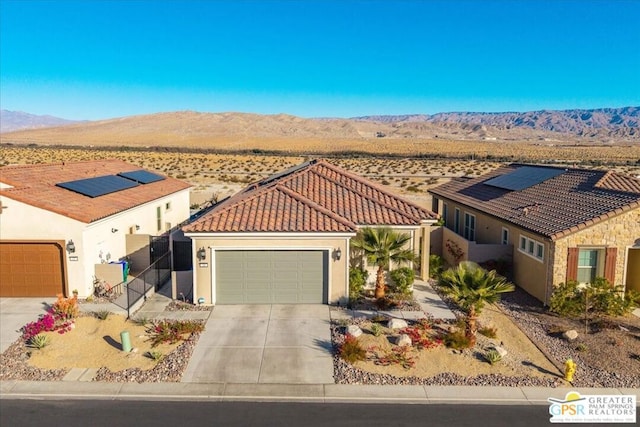 view of front of property with a mountain view