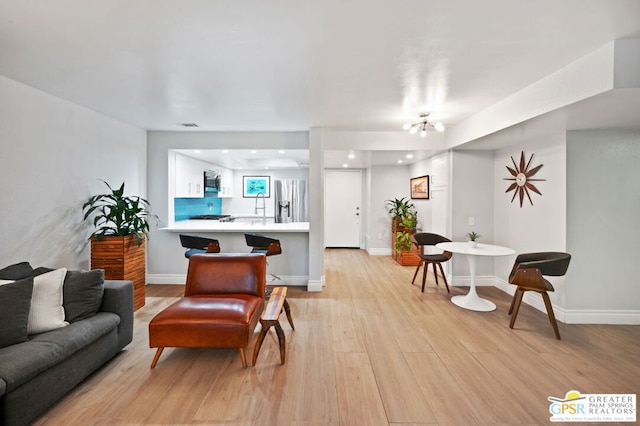 living room with light wood-type flooring