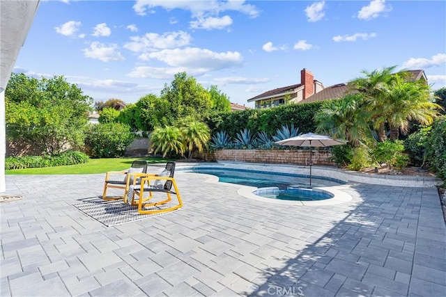 view of pool featuring a patio area