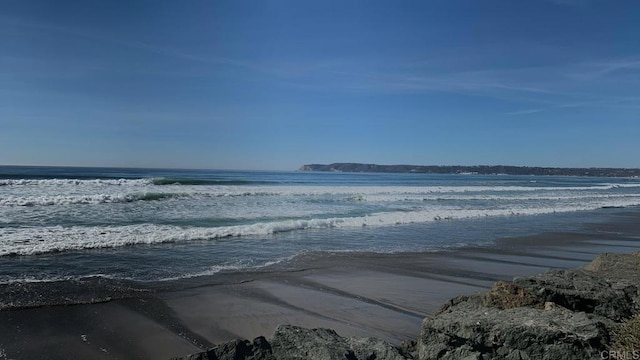 view of water feature featuring a view of the beach