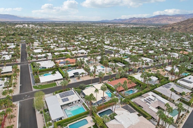 bird's eye view with a mountain view