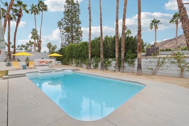 view of swimming pool featuring a patio