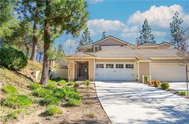 view of front of house with a garage