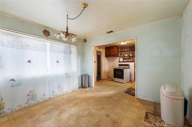 interior space featuring white gas range oven