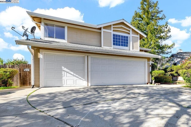 exterior space with a garage