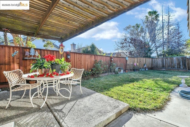 view of patio / terrace featuring a pergola