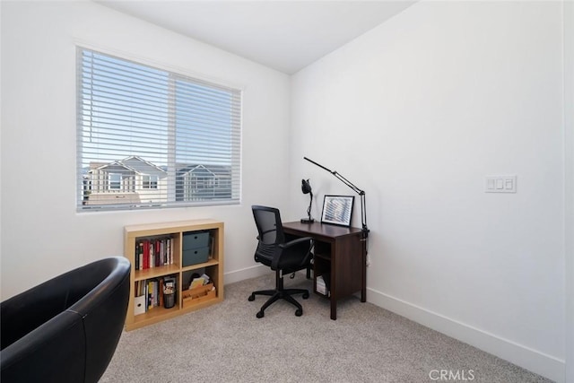 view of carpeted office space