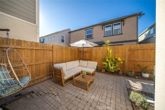 view of patio / terrace featuring an outdoor living space