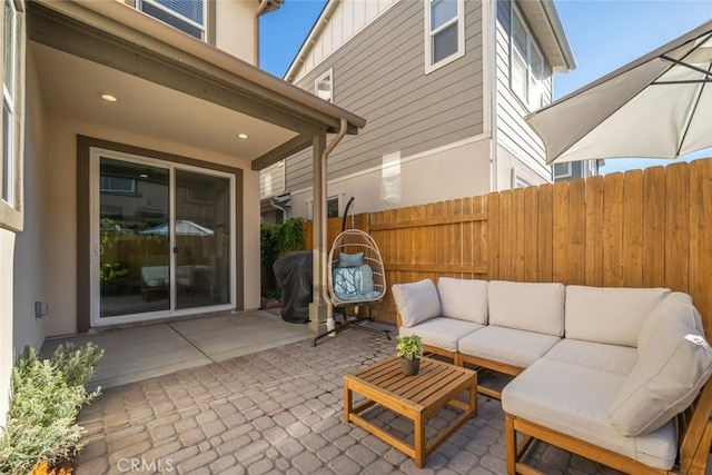 view of patio with outdoor lounge area