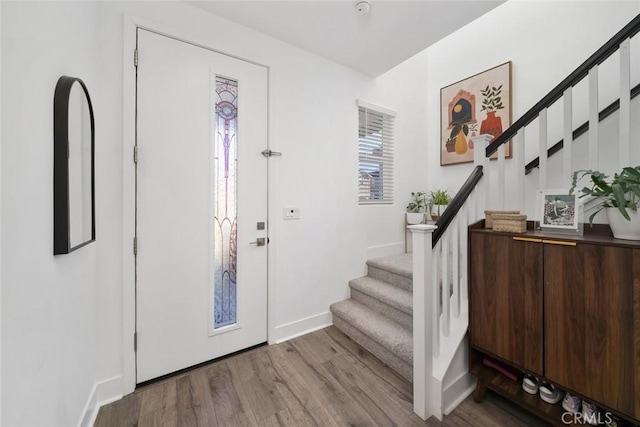 foyer entrance featuring light wood-type flooring