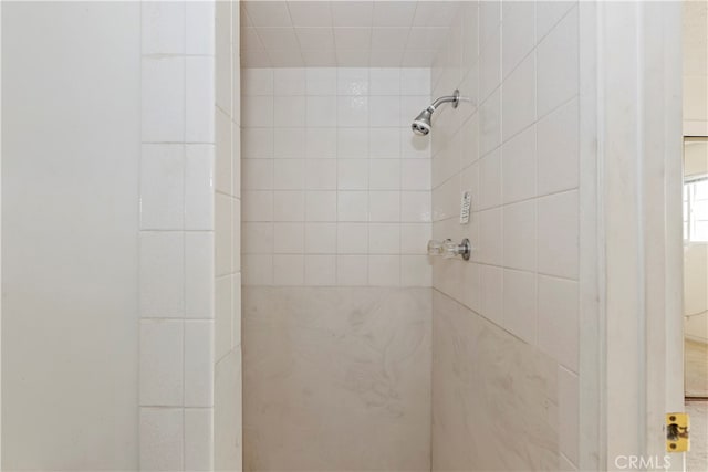 bathroom with tiled shower