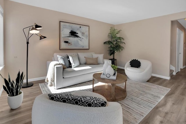 living room with light wood-type flooring