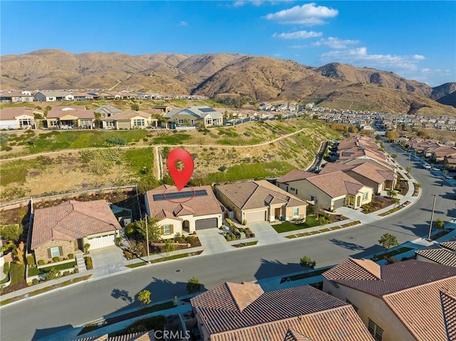 bird's eye view with a mountain view