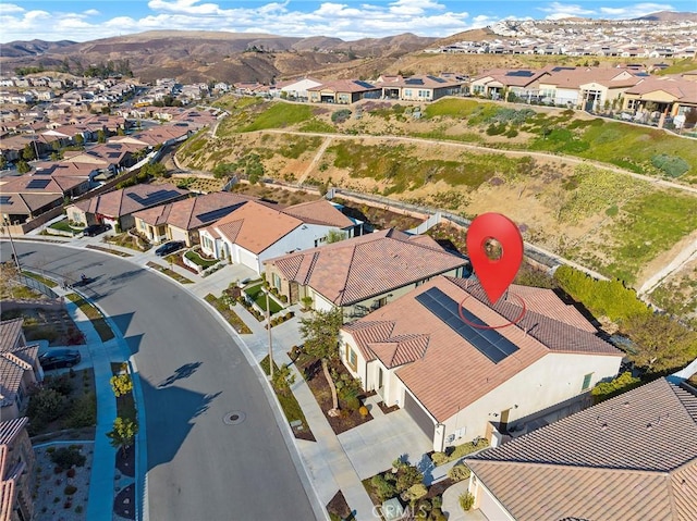 aerial view with a mountain view