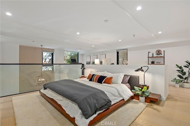 bedroom featuring light hardwood / wood-style flooring