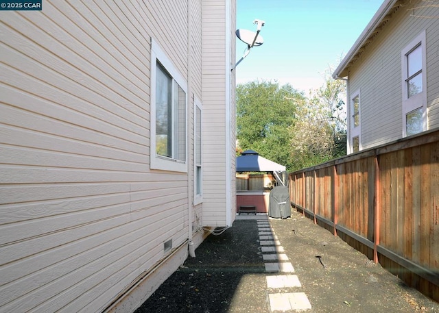 view of home's exterior with a gazebo