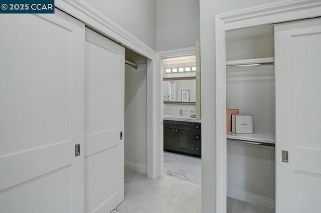 closet featuring sink