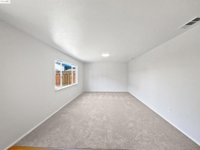 empty room featuring carpet and a textured ceiling