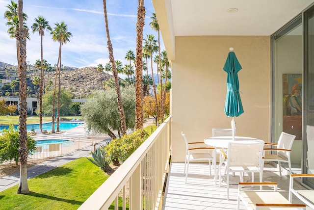 balcony with a mountain view