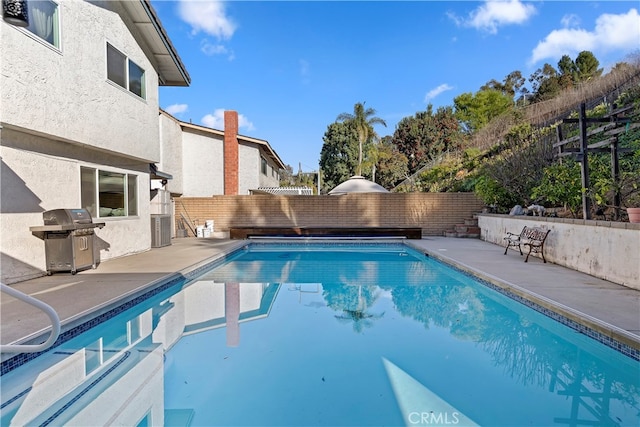 view of swimming pool with a patio and area for grilling