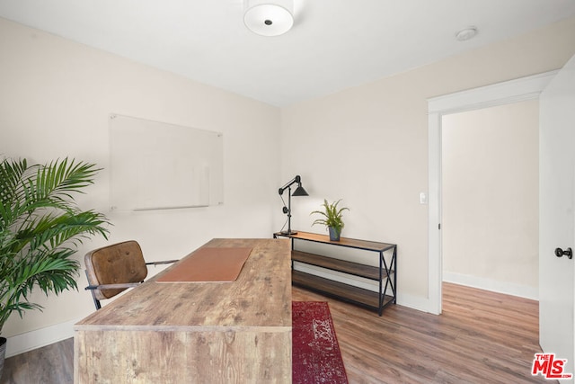 office space featuring dark hardwood / wood-style flooring