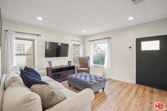 living room featuring light hardwood / wood-style floors