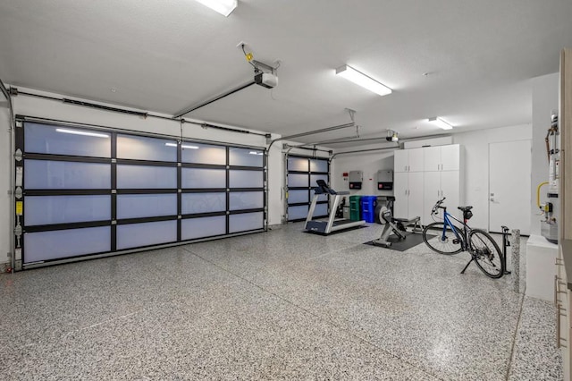 garage with a garage door opener