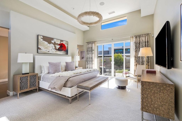 bedroom with a towering ceiling