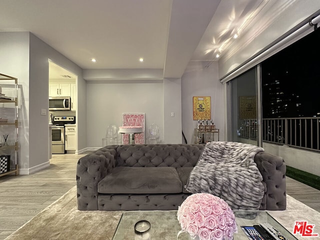 living room featuring light hardwood / wood-style floors