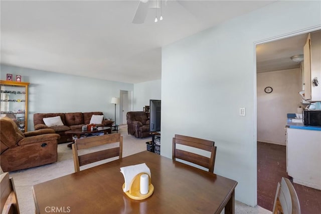 dining area featuring ceiling fan