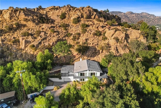aerial view featuring a mountain view