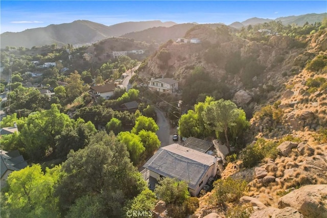 drone / aerial view with a mountain view