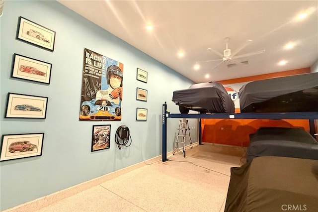 bedroom featuring speckled floor