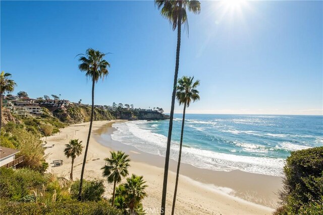 property view of water with a beach view