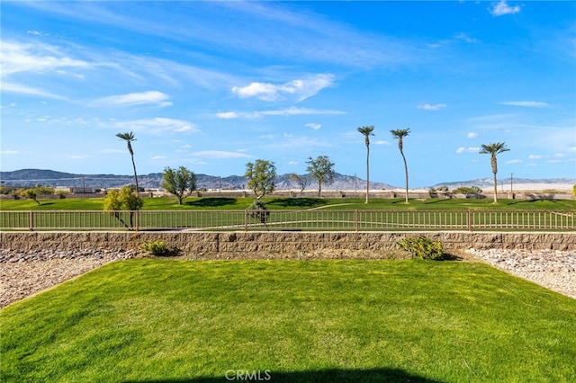 view of yard featuring a mountain view