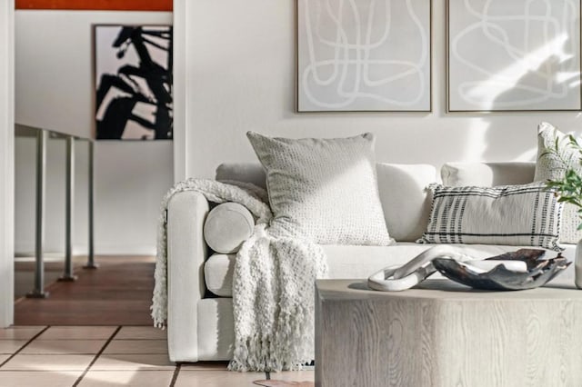 living room featuring tile patterned floors