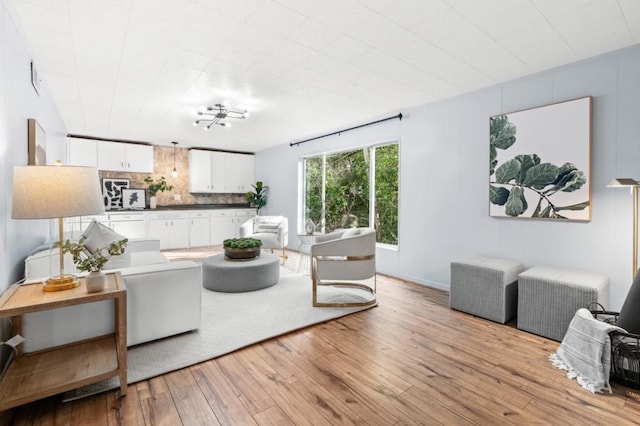 living room featuring light wood-type flooring