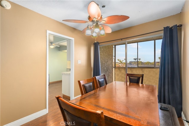 dining room with wood-type flooring