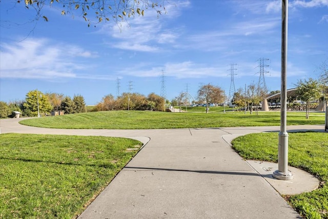 view of community with a lawn