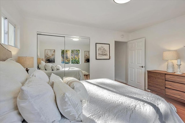 bedroom featuring a closet and hardwood / wood-style floors