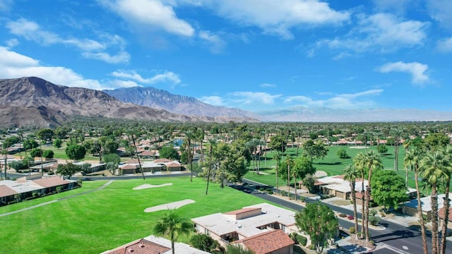 bird's eye view with a mountain view