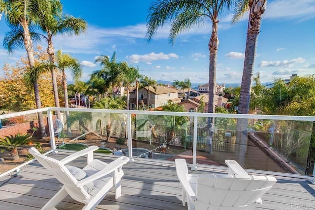 deck with a residential view